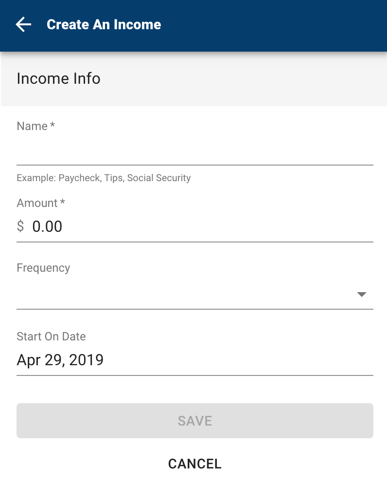 Money Manager add income